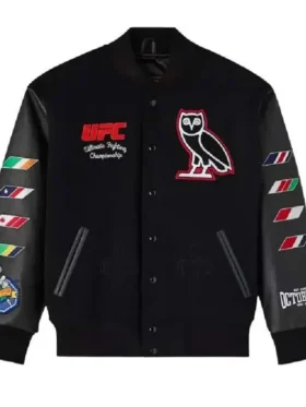 UFC Championship OVO Varsity Jacket Front Look