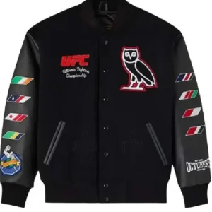 UFC Championship OVO Varsity Jacket Front Look