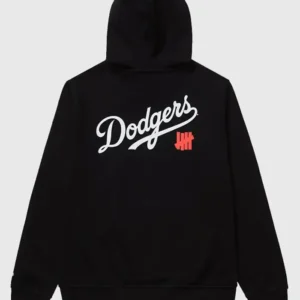 Undefeated x NE x Dodgers Stacked Logo Hoodie Black Color Back Look