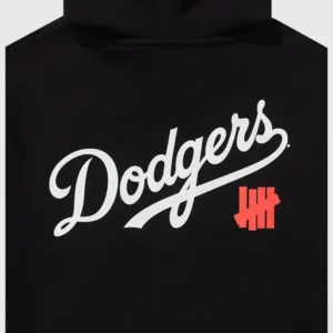 Undefeated x NE x Dodgers Stacked Logo Hoodie Black Color Back logo