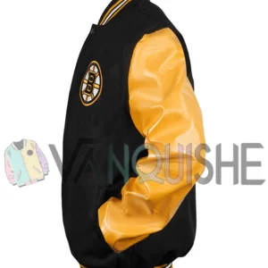 Varsity Boston Bruins Black and Yellow Wool Jacket left van