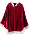 Women Red Hooded Christmas Poncho