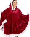 Women Red Hooded Christmas Poncho