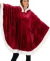 Women Red Hooded Christmas Poncho