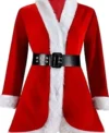 Women Red Santa Costume Coat Front Look
