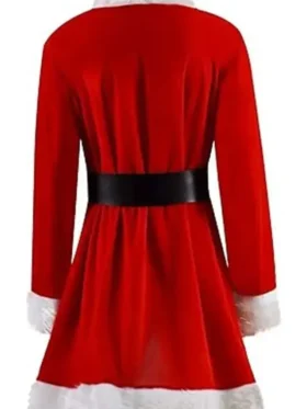 Women Red Santa Costume Coat Back Look