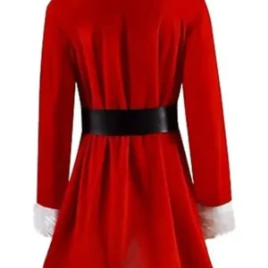 Women Red Santa Costume Coat Back Look