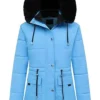 Women Winter Blue Puffer Jacket Front Look