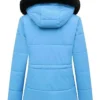 Women Winter Blue Puffer Jacket Back Look