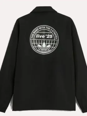 adidas × Oasis Tour Coach Jacket Black Color Back look