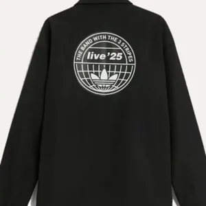 adidas × Oasis Tour Coach Jacket Black Color Back look