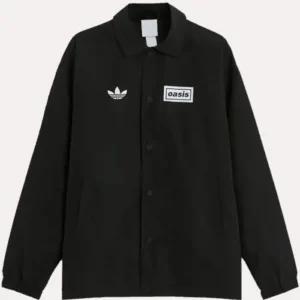 adidas × Oasis Tour Coach Jacket Black Color front look