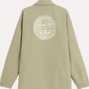 adidas × Oasis Tour Coach Jacket Khaki Color Back Look