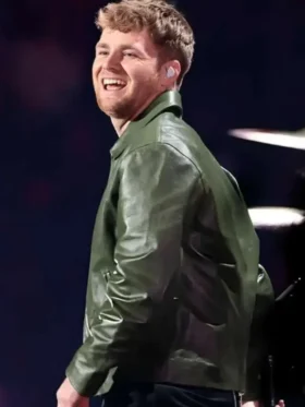 Alex Warren Green Leather Jacket Front Look