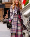 And Just Like That S2 Carrie Bradshaw Plaid Coat Front Look