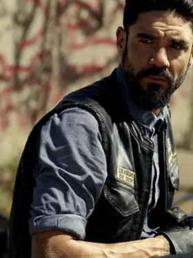 Angel Reyes Mayans M.C Leather Vest Front Look