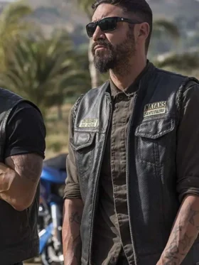 Angel Reyes Mayans M.C Leather Vest Front Look