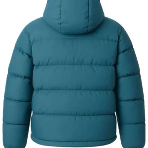 Aubrey Kingsbury Blue Hooded Jacket Back Look