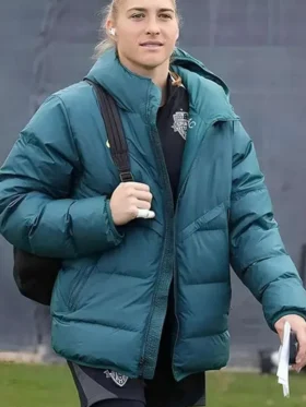 Aubrey Kingsbury Blue Hooded Jacket Front Look