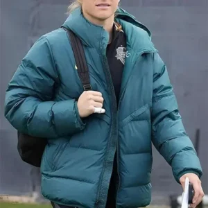 Aubrey Kingsbury Blue Hooded Jacket Front Look