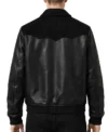 Black Leather Suede Bomber Jacket Back Look