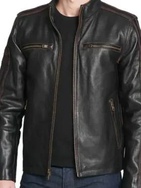 Black Rivet Leather Jacket Style 01