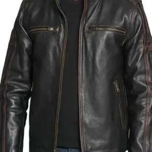 Black Rivet Leather Jacket Style 01