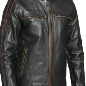 Black Rivet Leather Jacket Style 01