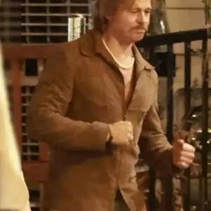 Brad Pitt The Adventures of Cliff Booth Suede Leather Jacket Front Look