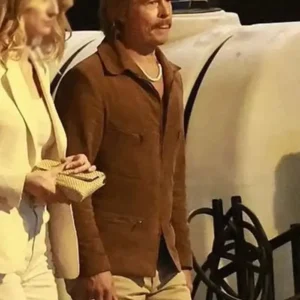 Brad Pitt The Adventures of Cliff Booth Suede Leather Jacket Front Look