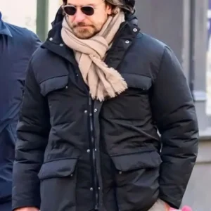 Bradley Cooper Is This Thing On Black Puffer Jacket Front Look