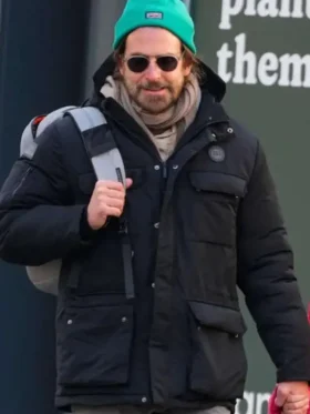 Bradley Cooper Is This Thing On Black Puffer Jacket Front Look