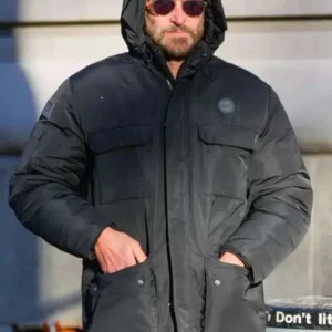 Bradley Cooper Is This Thing On Black Puffer Jacket Front Look