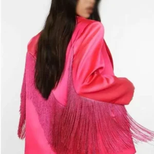 Britnee Kellogg The Road 2025 Pink Fringe Blazer Back look