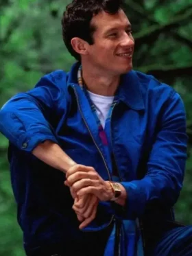 Callum Turner Eternity Blue Cotton Jacket Front Look