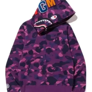 Casual Purple Bathing Ape Hoodie Back Look