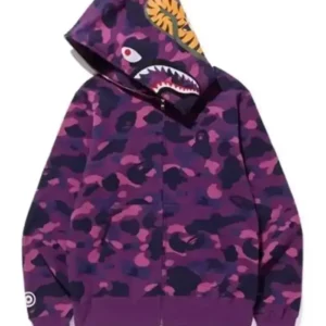Casual Purple Bathing Ape Hoodie Front Look