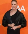 Charlize Theron Black Leather Jacket Front Look