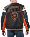 Chicago Bears Black Varsity Full-Zip Leather Jacket Back Look
