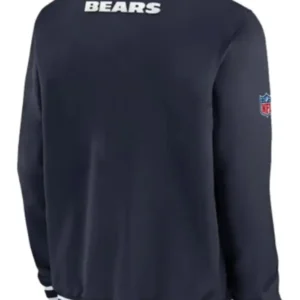 Chicago Bears Navy Blue Sideline Coach Bomber Jacket Front Look