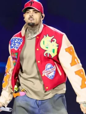Chris Brown Breezy Bowl XX Varsity Jacket Front Look