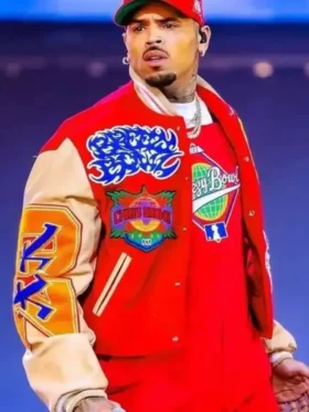 Chris Brown Breezy Bowl XX Varsity Jacket Front Look