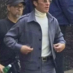 Christian Bale Madden Grey Cotton Jacket Front Look