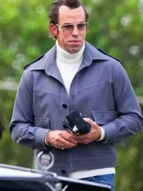 Christian Bale Madden Grey Cotton Jacket Front Look