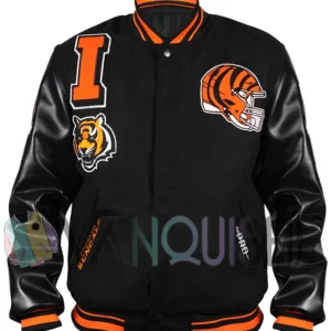 Cincinnati Bengals Mashup Rib Varsity Wool-Leather Jacket front van