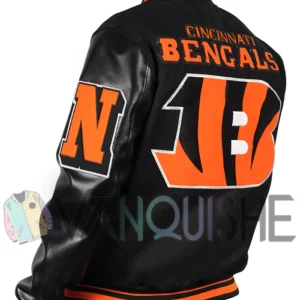 Cincinnati Bengals Mashup Rib Varsity Wool-Leather Jacket left back van