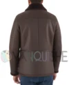 Classic Dark Brown Sheepskin Leather Jacket with Fur Collar BackLook