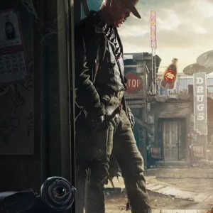 Cooper Howard Fallout S02 Premiere Ghoul Leather Coat side view