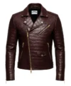 Crocodile Pattern Leather Moto Jacket Front Look