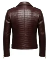 Crocodile Pattern Leather Moto Jacket Back Look